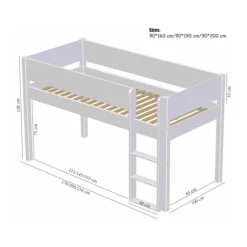 Manis-h SOL Combinatie Halfhoog Bed Met Lattenbodem En Ballbord - 90 x 200 cm