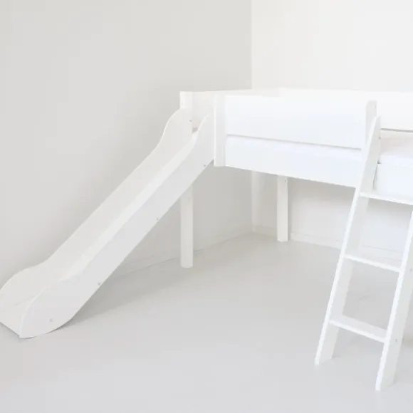 Manis-h VILDE Combinatie Halfhoog Bed Met Lattenbodem En Glijbaan - 90 x 200 cm