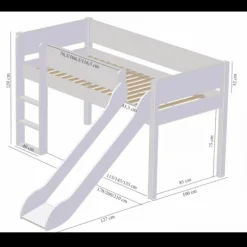 Manis-h VILDE Combinatie Halfhoogslaper Met Lattenbodem - 90 x 160 cm