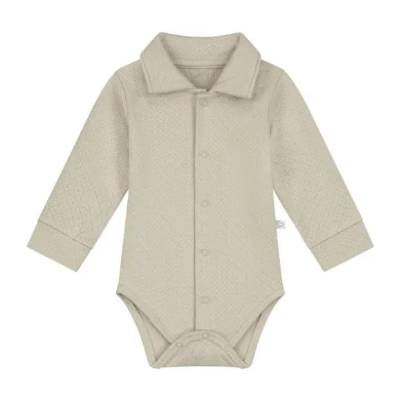 Mats & Merthe Noah Romper Met Kraag Lange Mouw light Brown 3 Mnd