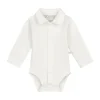 Mats & Merthe Noah Romper Met Kraag Lange Mouw Off White 1 Mnd
