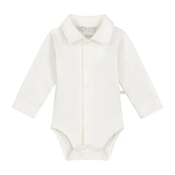 Mats & Merthe Noah Romper Met Kraag Lange Mouw Off White 1 Mnd