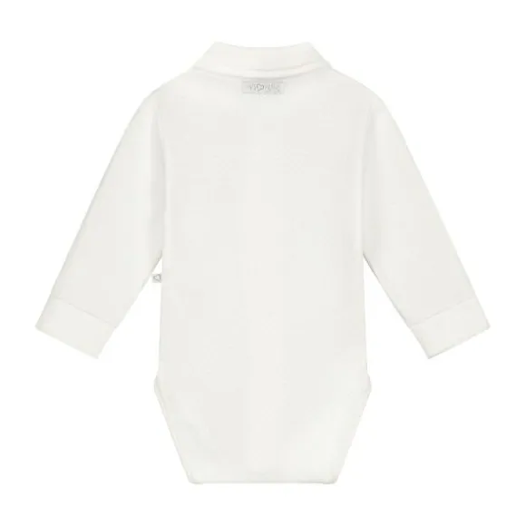 Mats & Merthe Noah Romper Met Kraag Lange Mouw Off White 1 Mnd