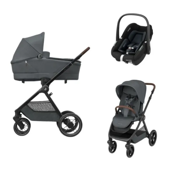 Maxi-Cosi Oxford+ Kinderwagen 3-in-1 - Twillic Graphite | Maxi-Cosi Pebble S Autostoeltje - Tonal Black