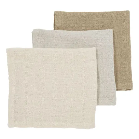 Meyco Baby Hydrofiele Monddoekjes - 3 Stuks - Offwhite/Soft Sand/Taupe