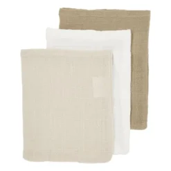 Meyco Baby Hydrofiele Monddoekjes - 3 Stuks - Offwhite/Soft Sand/Taupe