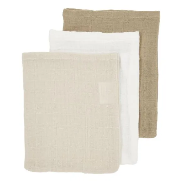 Meyco Baby Hydrofiele Monddoekjes - 3 Stuks - Offwhite/Soft Sand/Taupe