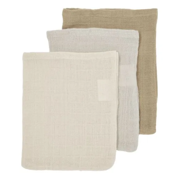 Meyco Baby Hydrofiele Monddoekjes - 3 Stuks - Offwhite/Soft Sand/Taupe