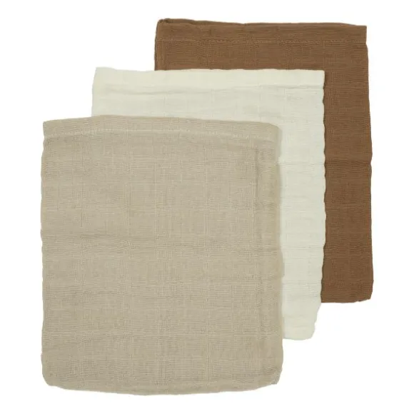 Meyco Baby Hydrofiele Monddoekjes - 3 Stuks - Offwhite/Soft Sand/Taupe