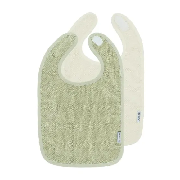 Meyco Baby Popcorn Slab met Klittenband - 2-Pack - Naturel/Soft Olive