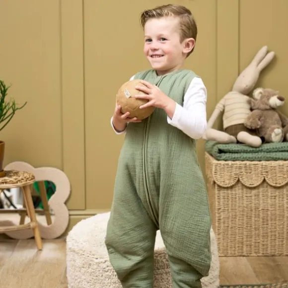 Meyco Baby Slaapzak Jumper Winter Hydrofiel Uni - Pre-Washed Olive Green - 92 cm