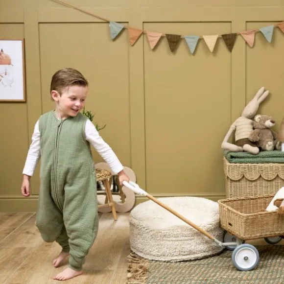 Meyco Baby Slaapzak Jumper Winter Hydrofiel Uni Pre-Washed Olive Green 80 cm