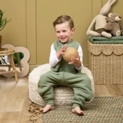 Meyco Baby Slaapzak Jumper Winter Hydrofiel Uni Pre-Washed Olive Green 80 cm