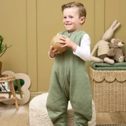 Meyco Baby Slaapzak Jumper Winter Hydrofiel Uni Pre-Washed Olive Green 80 cm