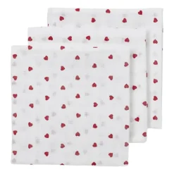 Meyco Baby Sweet Heart Hydrofiele Doeken - 70 x 70 cm - 3-Pack - Red