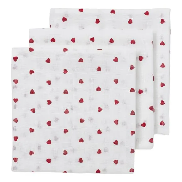 Meyco Baby Sweet Heart Hydrofiele Doeken - 70 x 70 cm - 3-Pack - Red