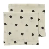 Meyco Baby Sweet Heart Monddoekjes - 2-Pack - Soft Sand/Black - 30x30 cm
