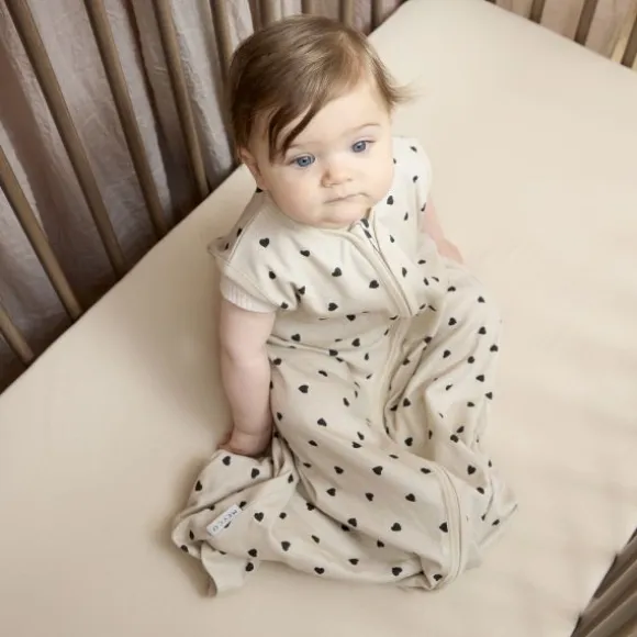 Meyco Baby Sweet Heart Zomerslaapzak - 110 cm - Soft Sand/Black