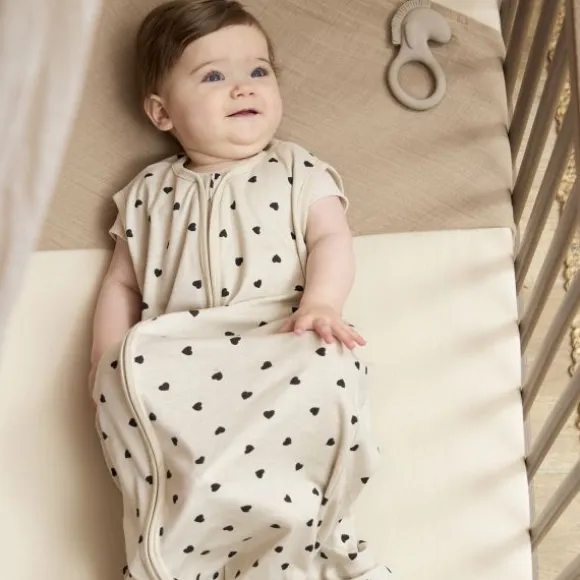 Meyco Baby Sweet Heart Zomerslaapzak - 110 cm - Soft Sand/Black