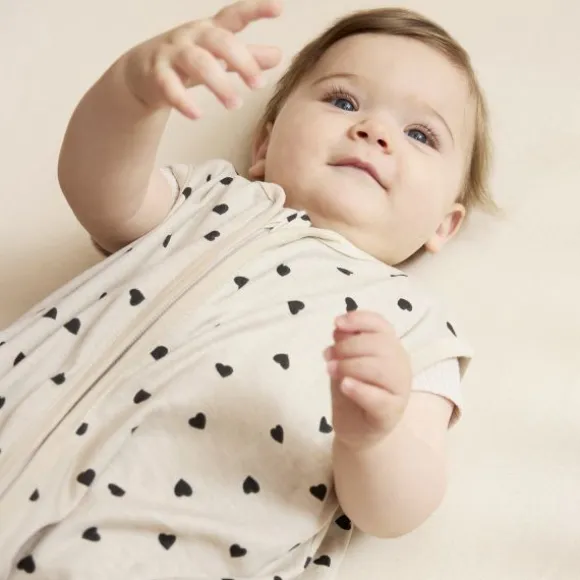 Meyco Baby Sweet Heart Zomerslaapzak - 60 cm - Soft Sand/Black