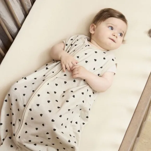 Meyco Baby Sweet Heart Zomerslaapzak - 60 cm - Soft Sand/Black