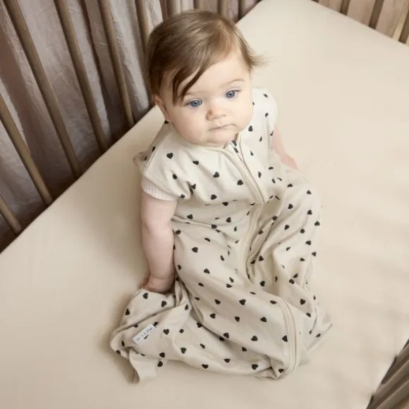 Meyco Baby Sweet Heart Zomerslaapzak - 70 cm - Soft Sand/Black