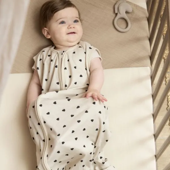 Meyco Baby Sweet Heart Zomerslaapzak - 70 cm - Soft Sand/Black