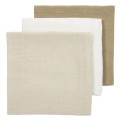 Meyco Baby Uni Pre-Washed Hydrofiele Doeken – 3 Stuks/70x70 cm - Offwhite/Soft Sand/Taupe