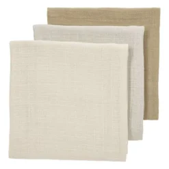 Meyco Baby Uni Pre-Washed Hydrofiele Doeken – 3 Stuks/70x70 cm - Offwhite/Soft Sand/Taupe