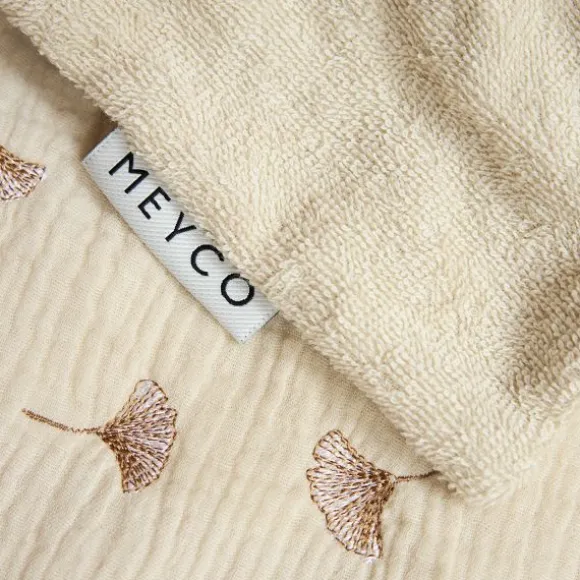Meyco Deken Borduur Pre-Washed - Ginkgo - Soft Sand - 100 x 150 cm