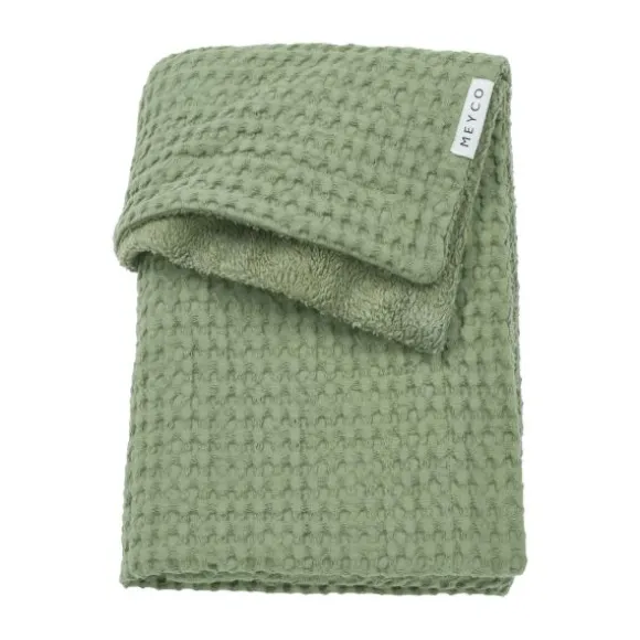 Meyco Wafel Teddy Ledikantdeken - 100 x 150 cm - Olive Green