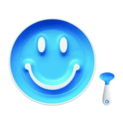 Munchkin Smile N Scoop Bord en Lepel Set - Blauw
