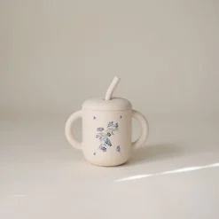 Mushie Siliconen Oefenbeker Met Rietje - Retro Cars