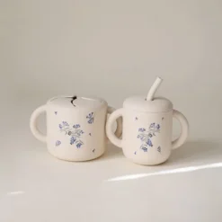 Mushie Siliconen Oefenbeker Met Rietje - Retro Cars