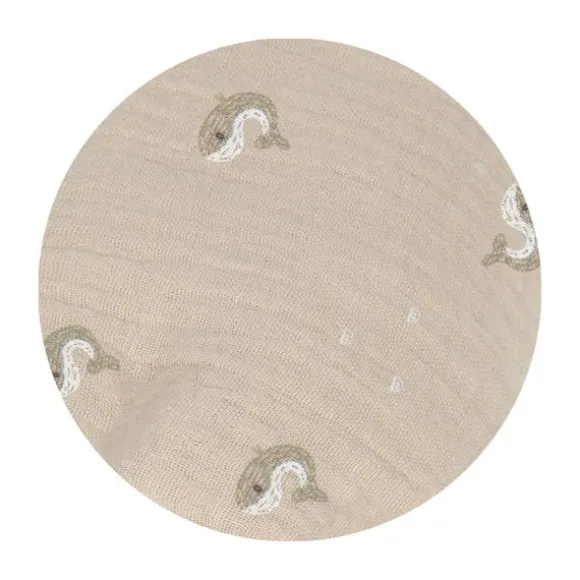 Nanami Diaper - Whale - 60 x 60 cm - Off-White/Eucalyptus