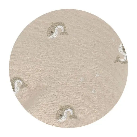 Nanami Swaddle - Whale - 100 x 135 cm - Off-White/Eucalyptus