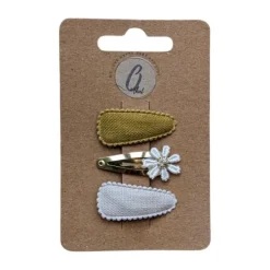 Ootje Kadootje Babyhaarclipjes - 3 Stuks - Curry / Bloem / Crème