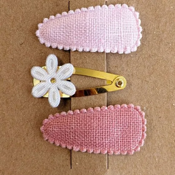 Ootje Kadootje Linnen Haarclip - Roze / Goud