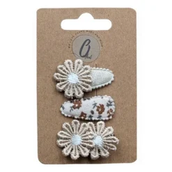 Ootje kadootje Spring Haarclip - Margrieten / Zand / Print - 3 Stuks