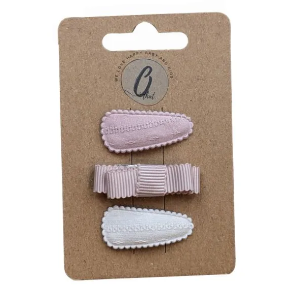 Ootje kadootje Spring Haarclip - Dusty Roze / Strik / Ivoor – 3 stuks