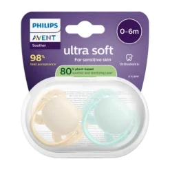 Philips Avent Ultra Soft Fopspeen - 0-6 Mnd - 2 Stuks - Plant-based