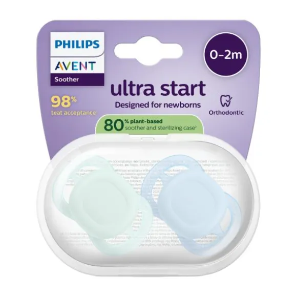Philips Avent Ultra Start Fopspeen - 0-2 Mnd - 2 Stuks - Plant-based