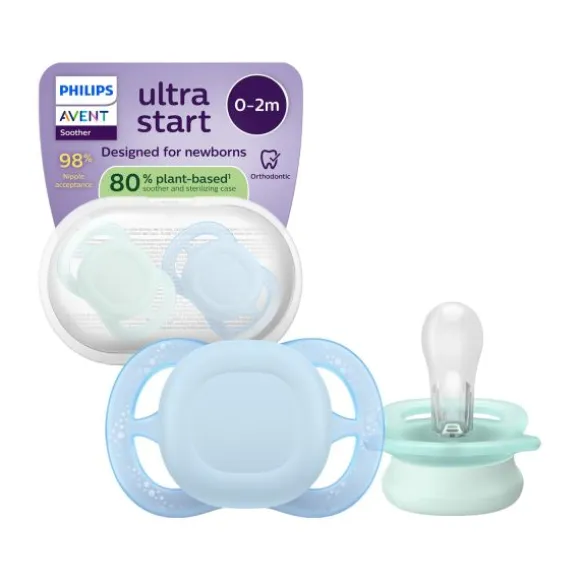 Philips Avent Ultra Start Fopspeen - 0-2 Mnd - 2 Stuks - Plant-based