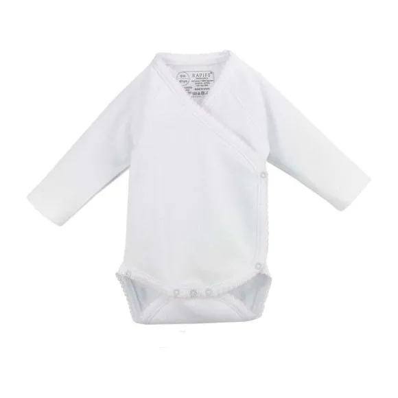 Rapife Overslagromper Lange Mouw Met Sierrand White Mt. 50