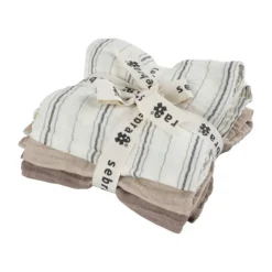 Sebra Hydrofiele Doeken - 3-pack - Cream Stripe Beige