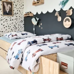 Studio Ditte Dekbedovertrek - Dinosaurus - 120 x 150 cm - Lichtgrijs