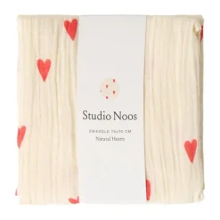 Studio Noos Swaddle - Light Blue Hearts - 70x70 cm
