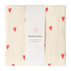 Studio Noos Swaddle - Natural Hearts - 120x120 cm