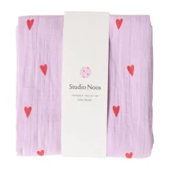 Studio Noos Swaddle - Natural Hearts - 120x120 cm