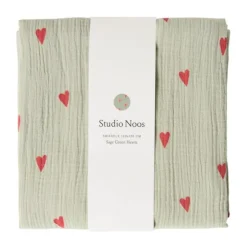Studio Noos Swaddle - Natural Hearts - 120x120 cm